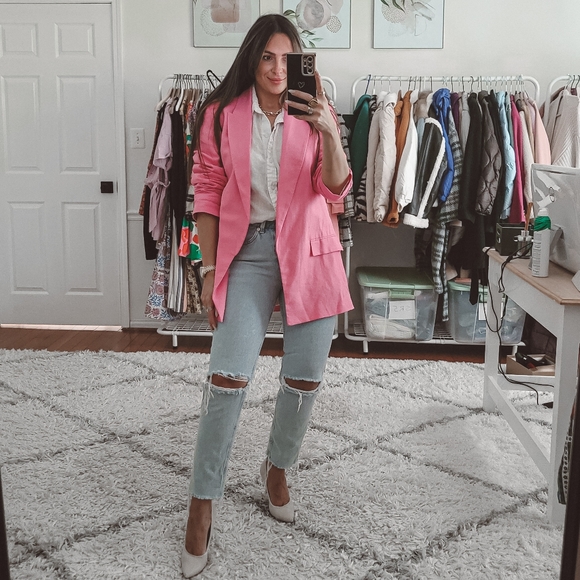 Jackets & Coats Zara Pink Long Blazer Jacket Poshmark